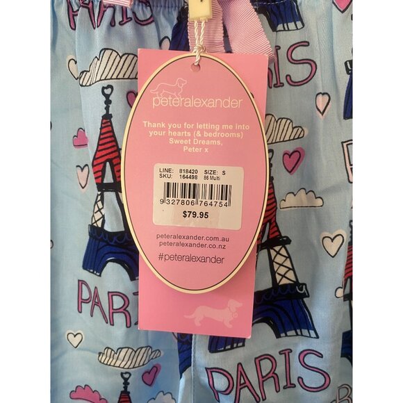 NWT Peter Alexander 100% Cotton Lightweight Blue Paris Eiffel Tower Pajama Pant - Picture 4 of 7